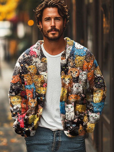 Gentleman Vintage Cartoon Cat Art Print Cardigan Sweater