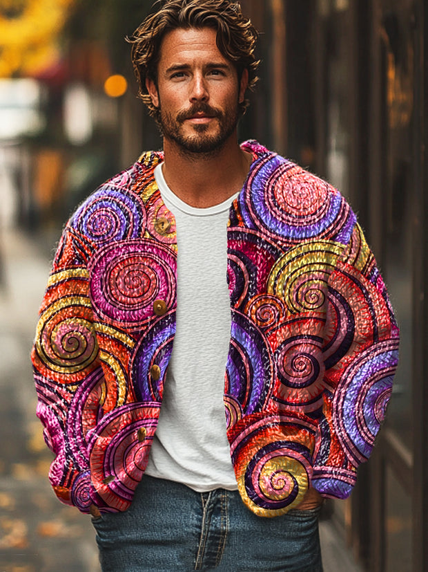 Gentleman Vintage Colorful Spiral Art Print Cardigan Sweater