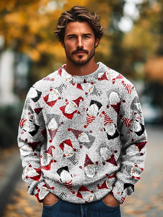 Gentleman Christmas Abstract Santa Claus Art Print Crew Neck Sweater