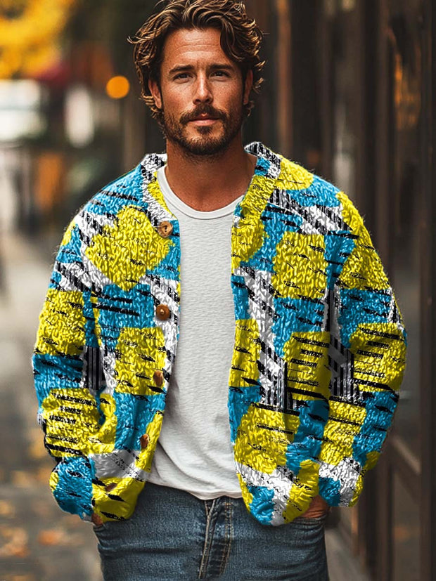 Men's fashion charm print casual cardigan sweater jacket