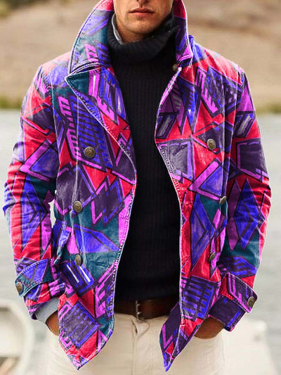 Men's colorful high fashion digital print casual jacket