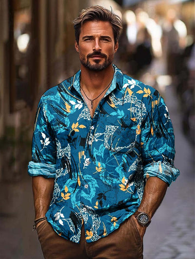 Men's ice cream Cotton Summer Casual Beach Shirt long Sleeve