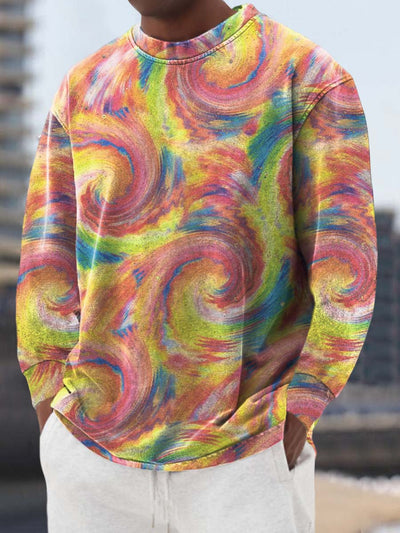 Men's Personality Fashion Print Loose Crewneck Long Sleeve Sweatshirt