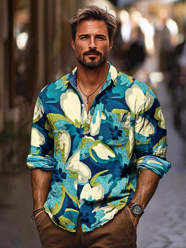 Men's idyllic chic casual long-sleeved shirt