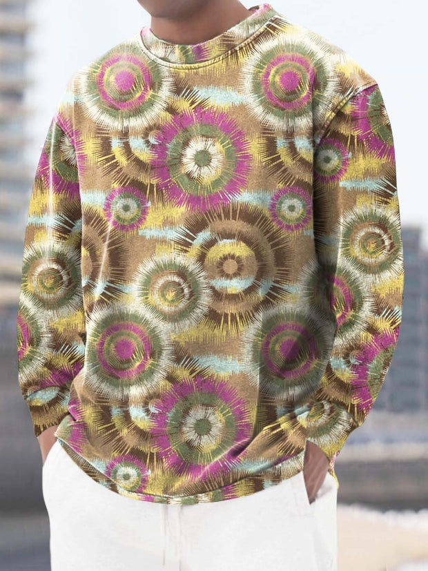 Men's soft and comfortable, colorful and fashionable printed long-sleeved sweatshirt