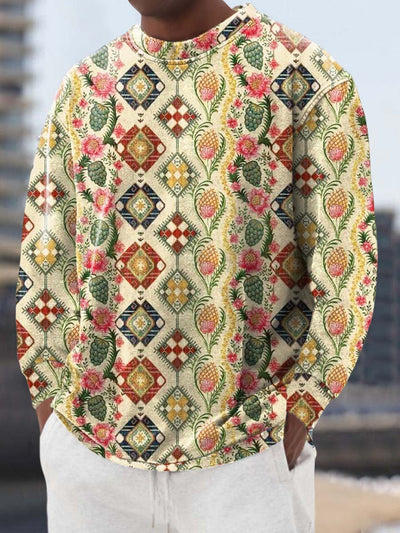 Men's retro pastoral fashion floral print loose long-sleeved sweatshirt