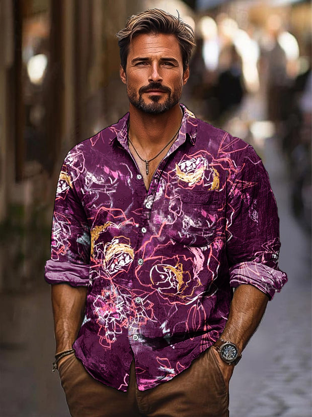 Men's Fashion Romantic Premium Print Long Sleeve Shirt