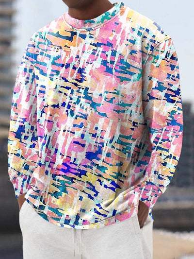 Men's fashion graffiti print loose long-sleeved sweatshirt