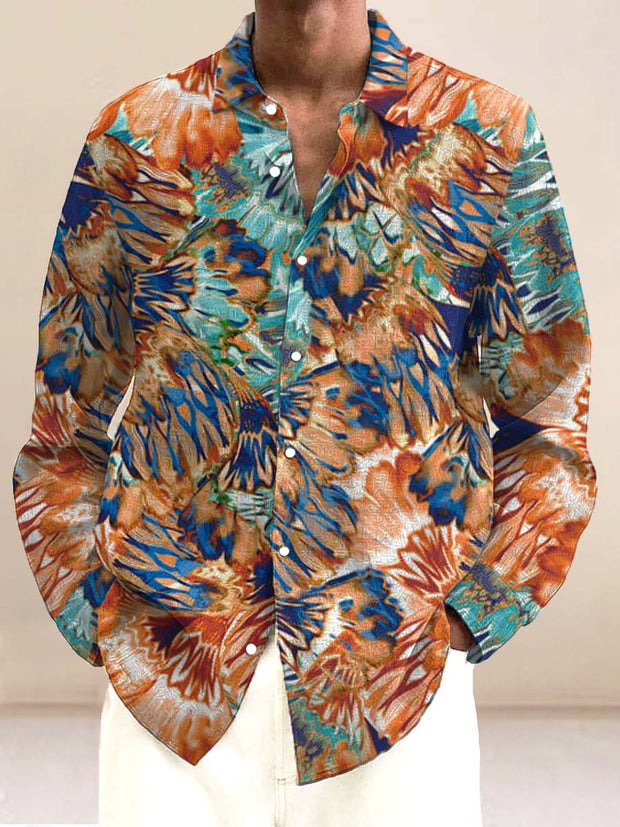 Men's ice cream Cotton Summer Casual Beach Shirt long Sleeve