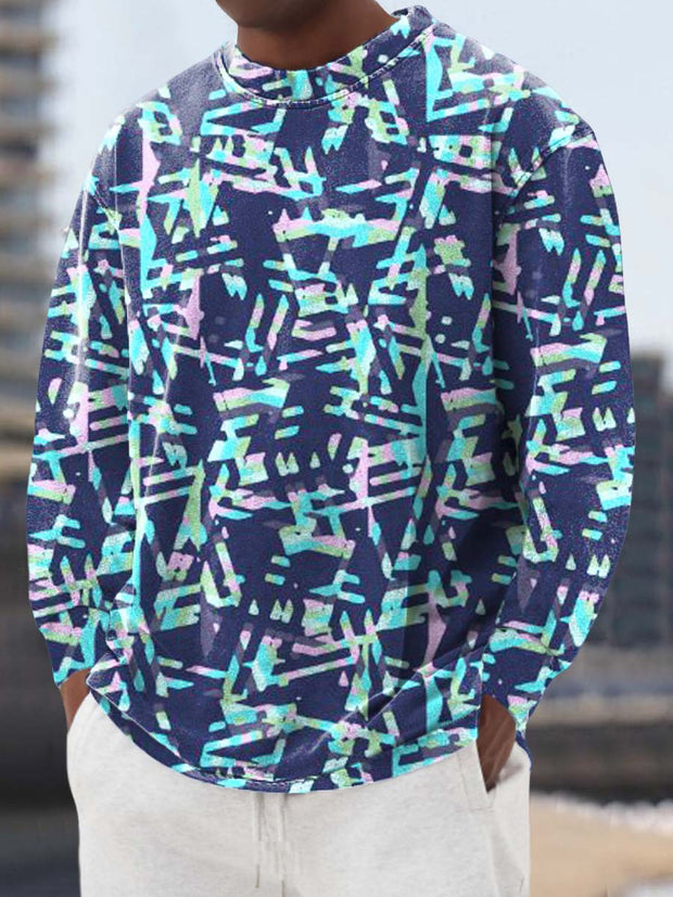 Men's fashion trend print loose long-sleeved sweatshirt