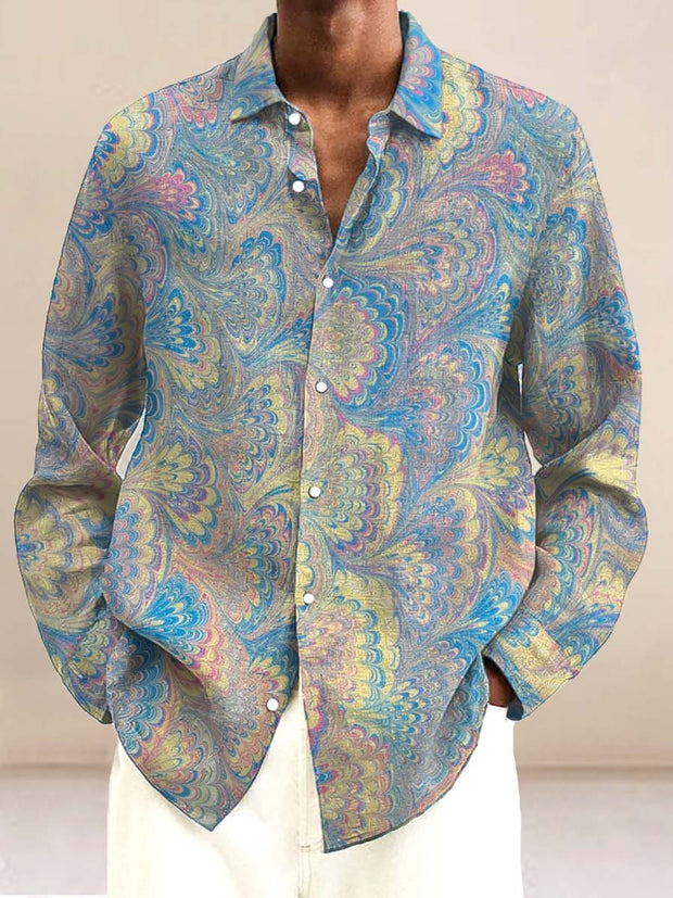 Men's ice cream Cotton Summer Casual Beach Shirt long Sleeve