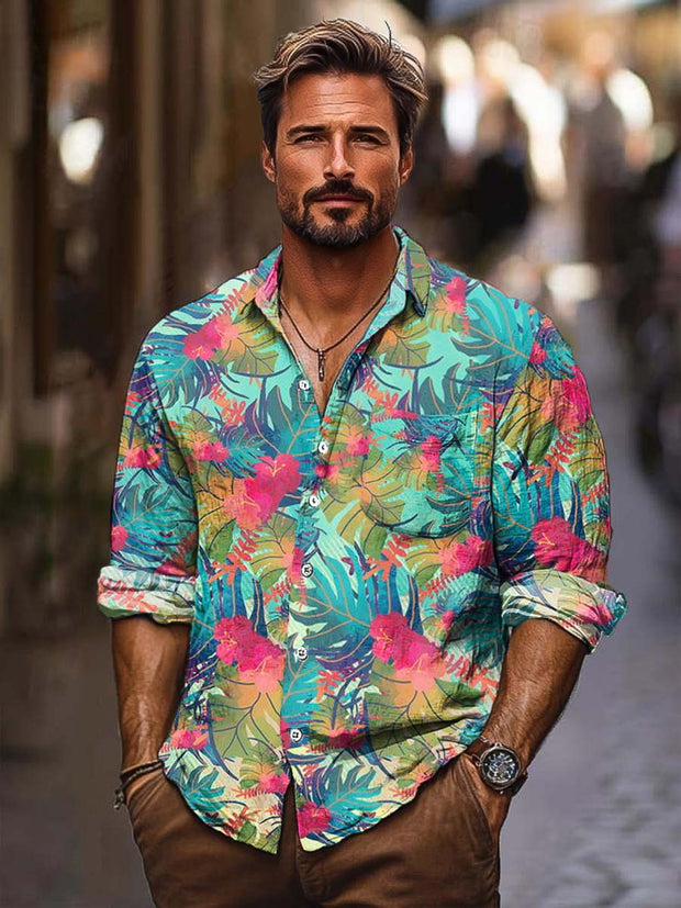 Men's ice cream Cotton Summer Casual Beach Shirt long Sleeve