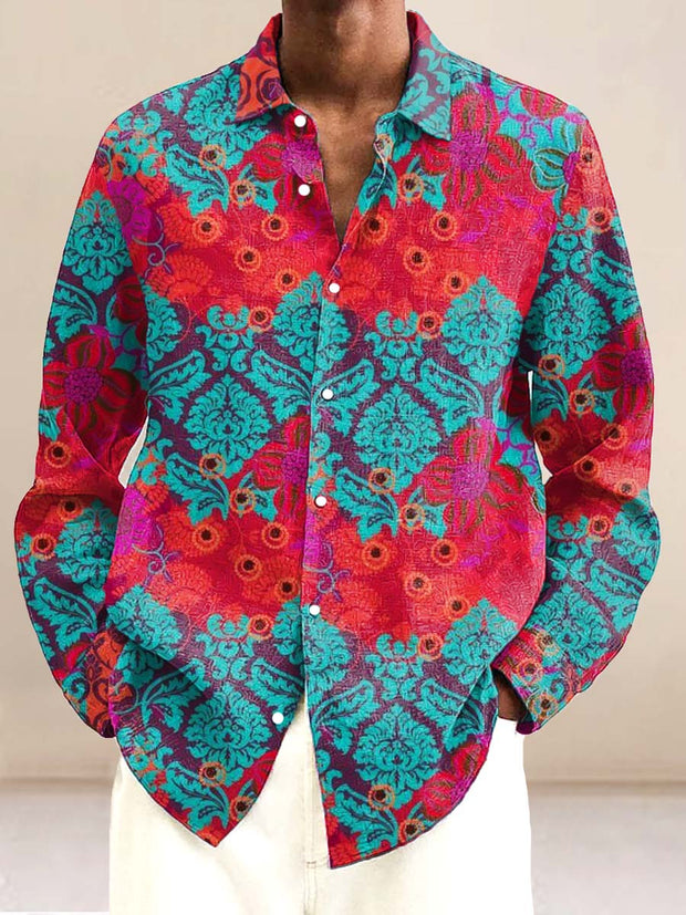 Men's ice cream Cotton Summer Casual Beach Shirt long Sleeve