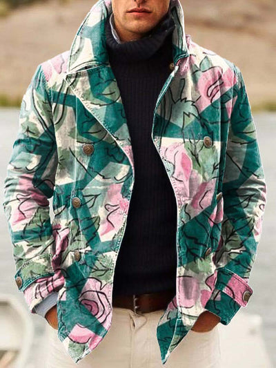 Men's Classic Floral Fashion Print Loose Jacket