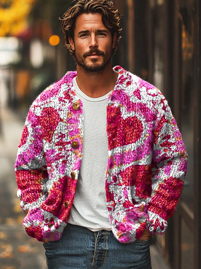 Men's colorful graffiti fashion print casual loose sweater jacket