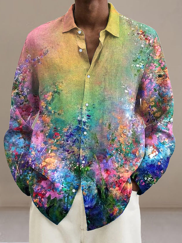 Gentleman Vintage Abstract Floral Art Print Long Sleeve Shirt