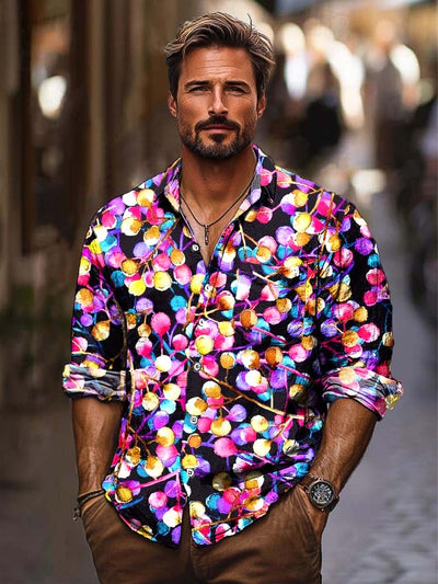 Men's Senior Abstract Art Fashion Digital Print Casual Long Sleeve Shirt