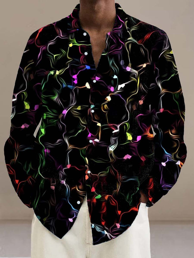 Men's bold fashion digitally printed casual long-sleeved shirt