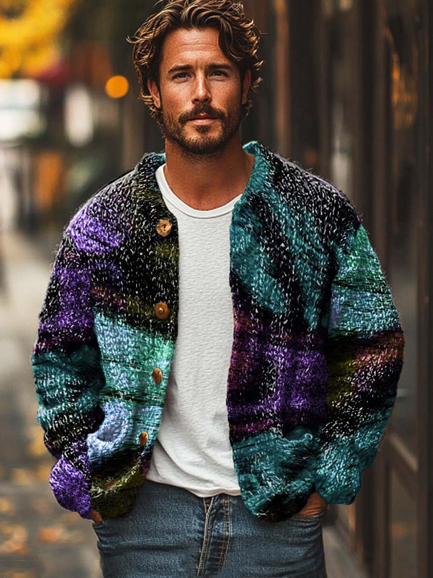 Men's simple fashion versatile digitally printed sweater cardigan jacket