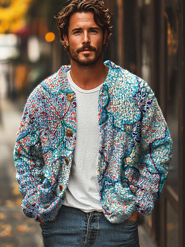 Men's refreshing temperament fashion printed sweater cardigan jacket