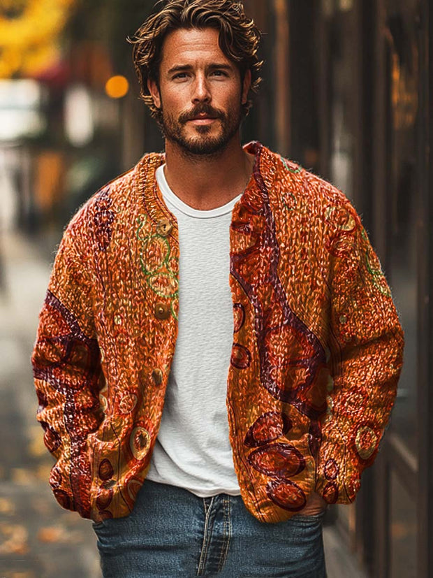 Men's trendy versatile fashion digitally printed sweater cardigan jacket