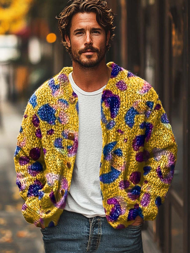 Men's fashion art digital print sweater cardigan jacket