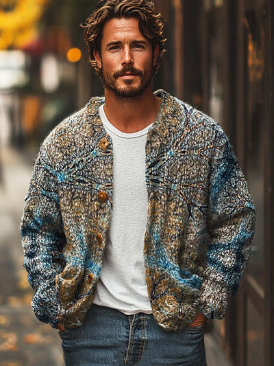 Men's Twigs Simple Fashion Printed Sweater Cardigan Jacket