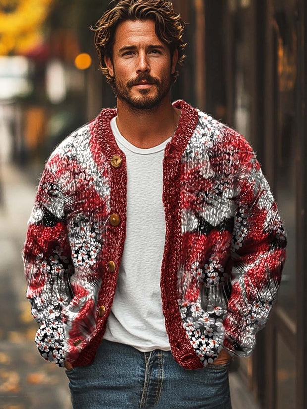 Men's high fashion art print sweater cardigan jacket