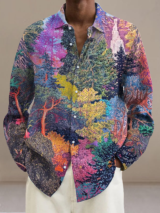 Gentleman Vintage Abstract Forest Art Print Long Sleeve Shirt