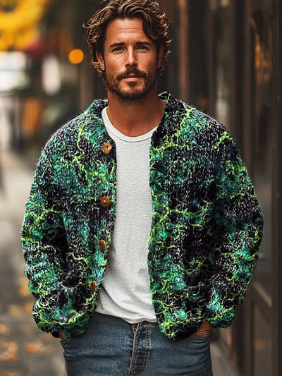 Men's high-class temperament fashion printed sweater cardigan jacket