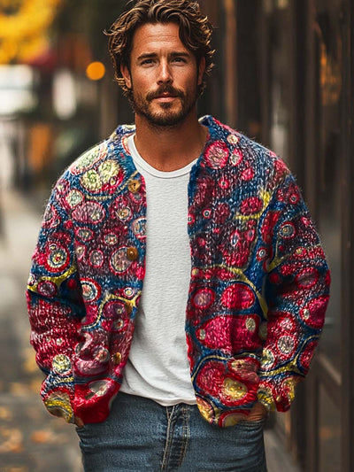 Gentleman abstract art print sweater cardigan