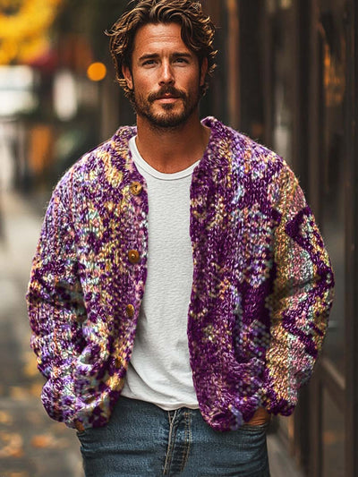 Gentleman texture abstract fashion print sweater cardigan