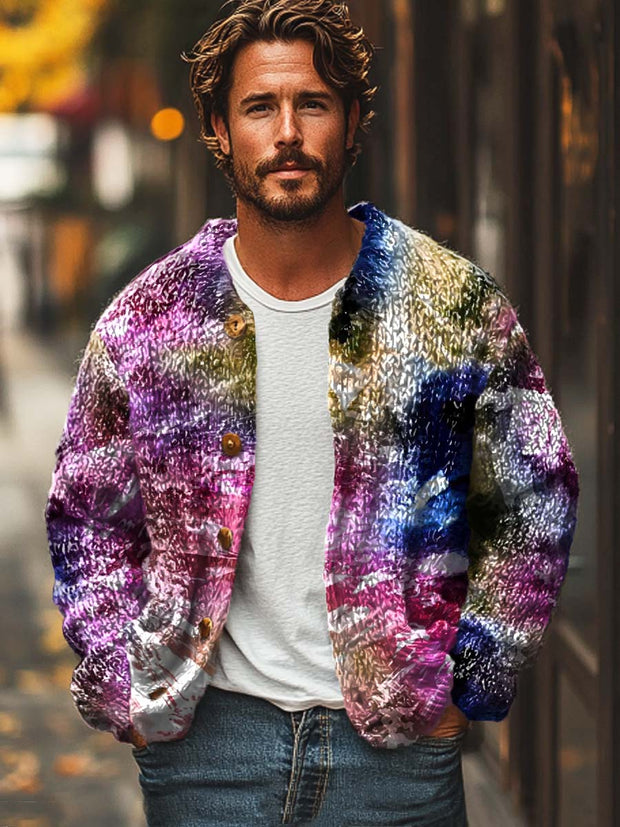 Gentleman abstract art print sweater cardigan