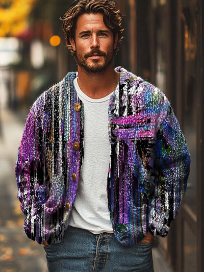 Gentleman's cool trend art print sweater cardigan