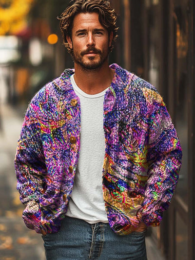 Gentleman abstract art print sweater cardigan