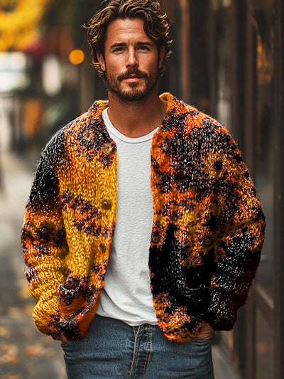 Gentleman's Trend Fashion Art Print Sweater Cardigan