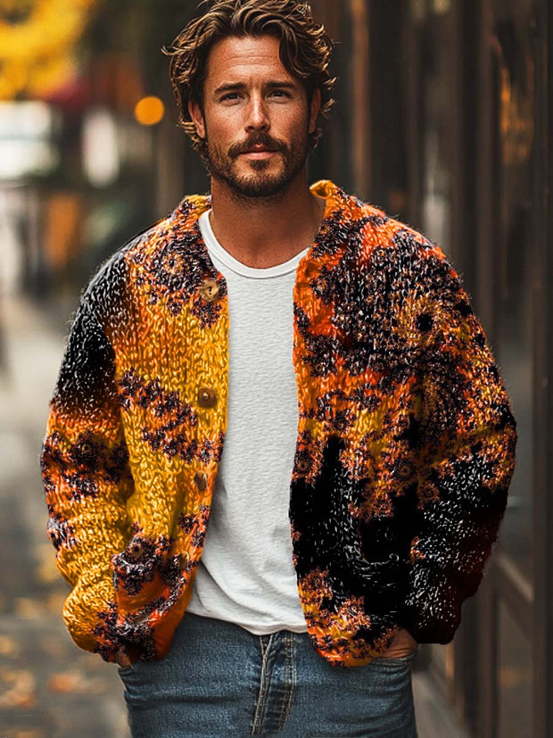 Gentleman's Trend Fashion Art Print Sweater Cardigan