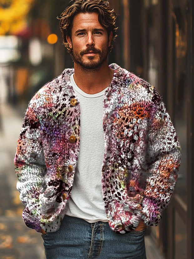 Gentleman vintage art versatile print sweater cardigan