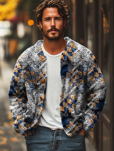 Gentleman retro fashion trend print sweater cardigan