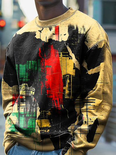 Vintage African Abstract Colorful Map Sketch Art Print Crew Neck Sweatshirt